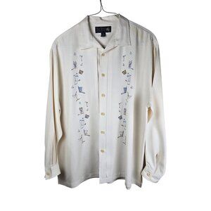 Nat Nast Mens XL Limited Edition No.‎ 67 100% Silk Embroidered Bowling Shirt